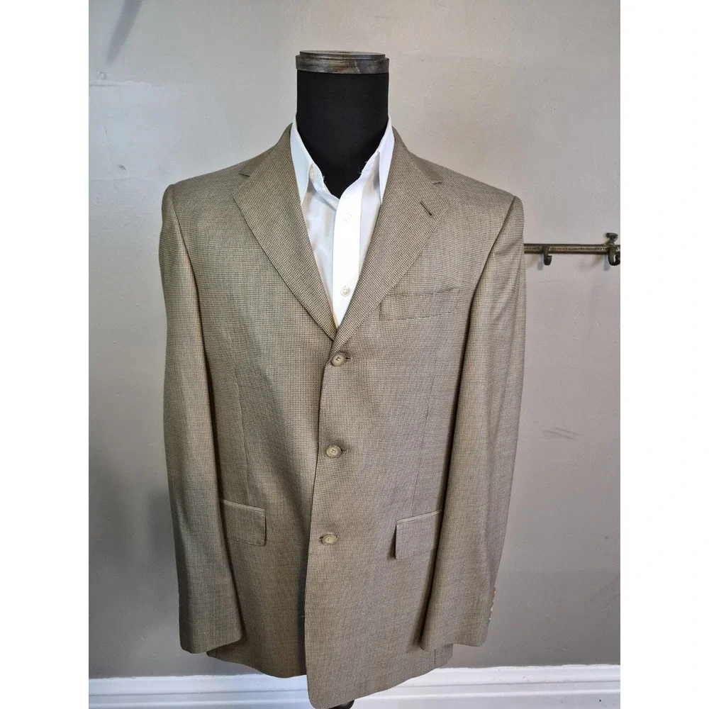 Hart Schaffner Marx Mens Wool Sports Coat 40L Gold Made in USA 3 Button Jacket